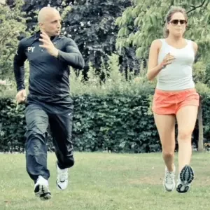 Paul Younane running with Binky